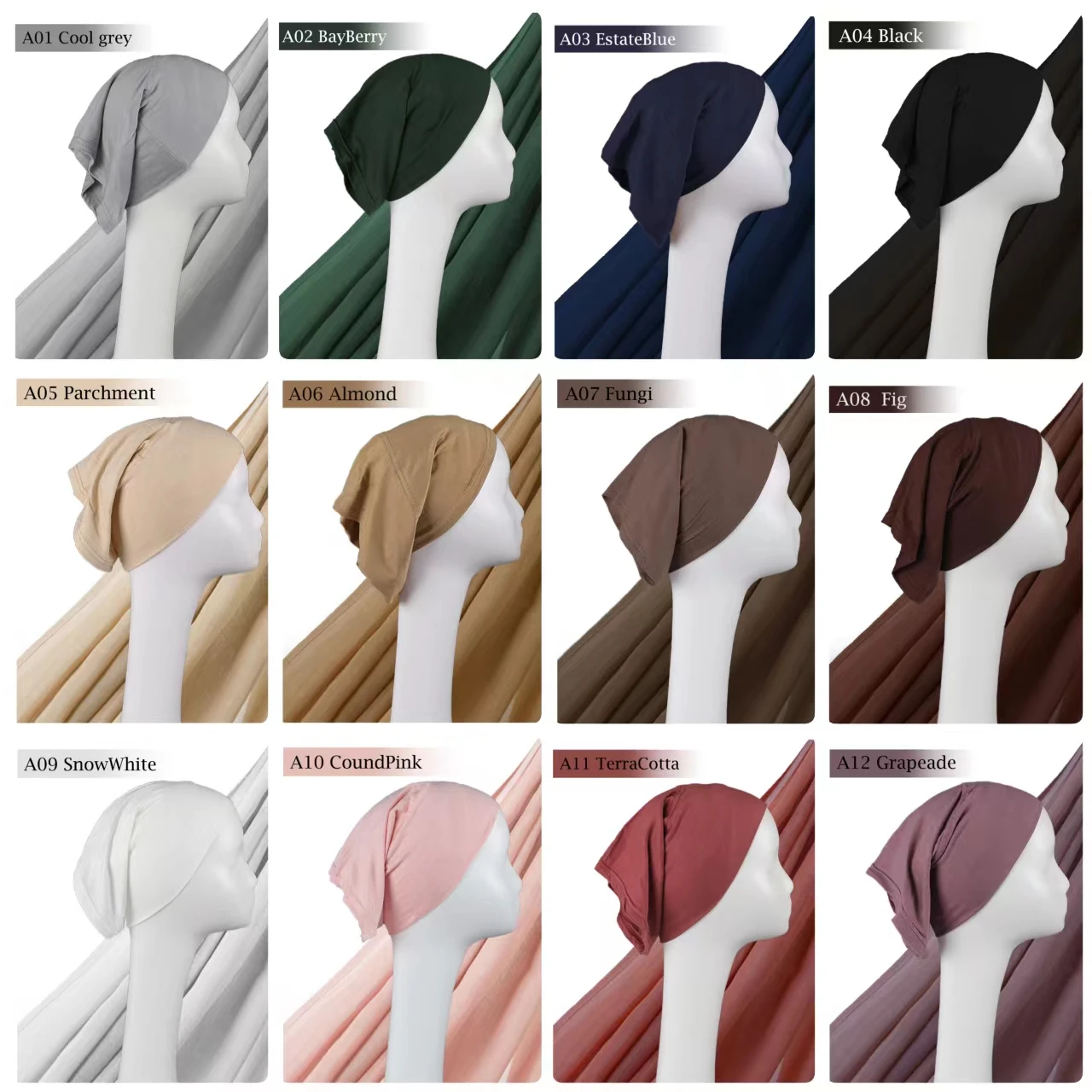 Light Viscose Rayon Shawl One Set Thin Plain Hijabs With Caps High Quality Muslim Fashion Head Scarf Headwraps Islam 185x85cm images - 6