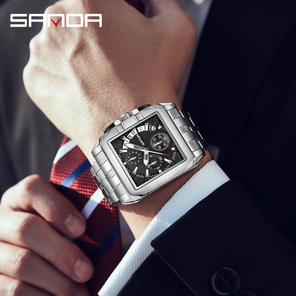 SANDA 5302 2023 Fashion Sport Watches for Men Top Brand Military Quartz Wristwatch Calendar Male Clock Chronograph Montre Homme