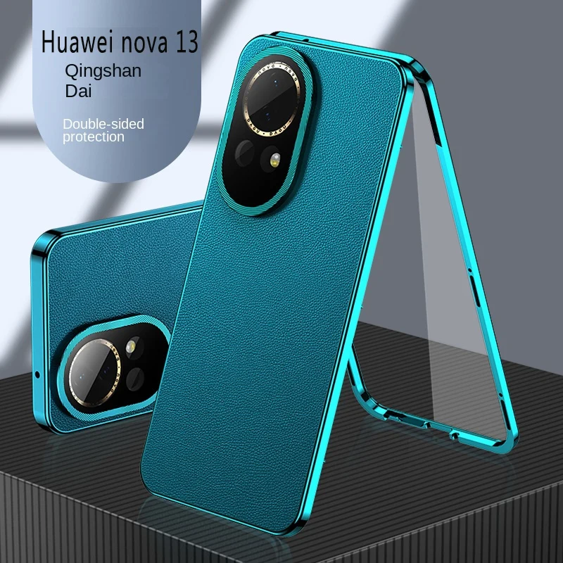 Double Sided Protection Case with Tempered Glass Front & PU Leather Back Cover