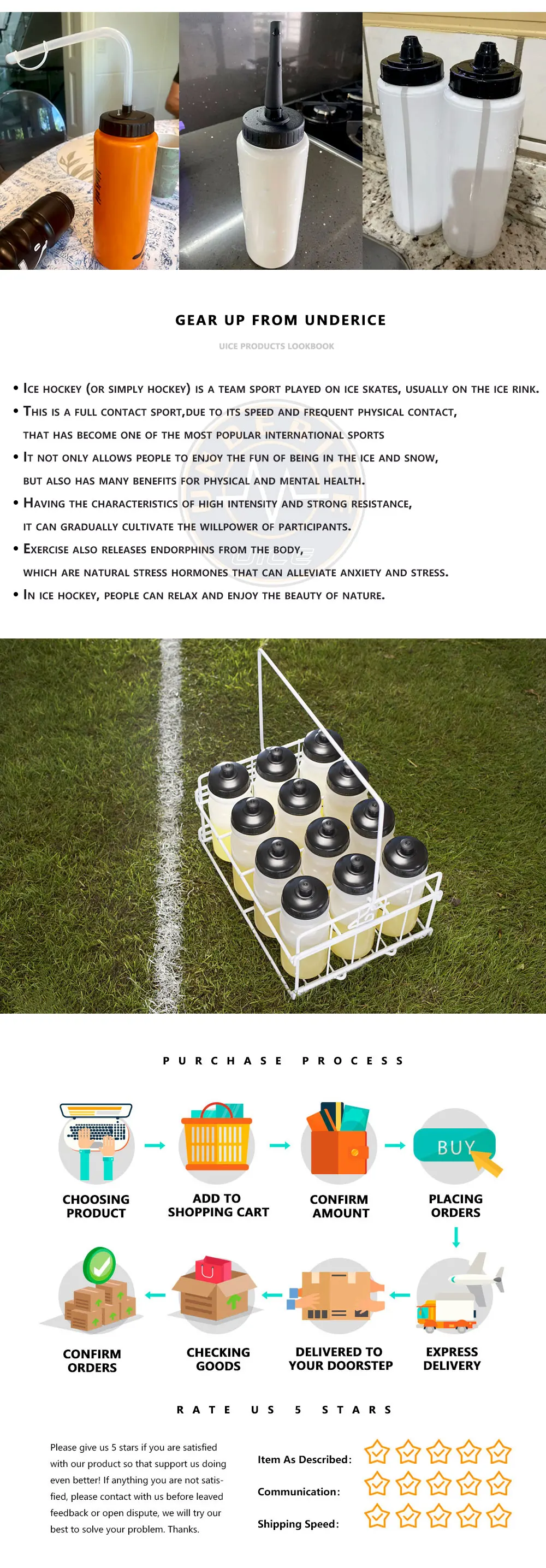 Description Picture 5 of itemIce Hockey Water Bottle 1000ML Ice Hockey Accessories Sport Bottle BPA Free Hockey Equipment Football Lacrosse Bottle Sport Gear