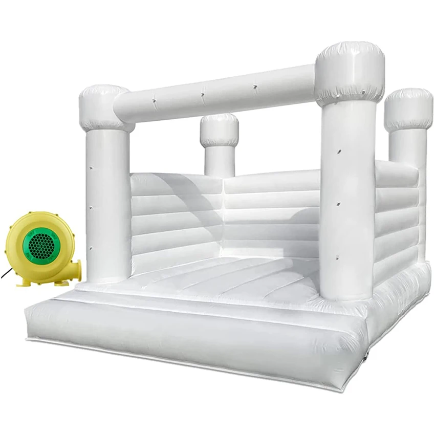 13ft/4m Inflatable Bounce House White Black PVC Bouncy Castle Outdoor for Fun