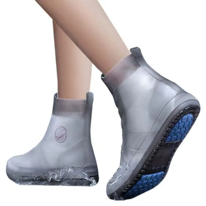 New rain shoe covers, silicone rain boots, waterproof shoe covers, outdoor boots high tube thickened anti-slip, rain shoe cover