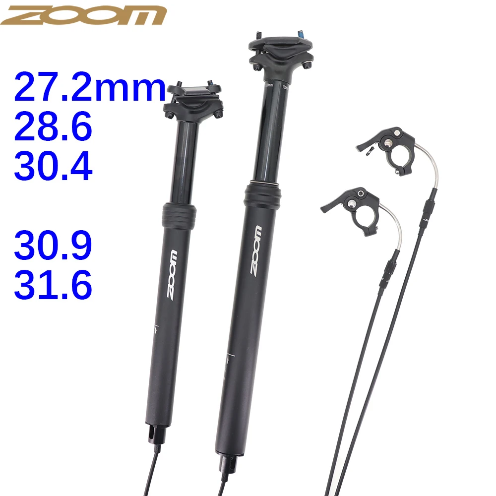 Zoom Adjustable Dropper Seatpost Manual Control Lever Wireless Hydraulic Bicycle Seat Post 100mm