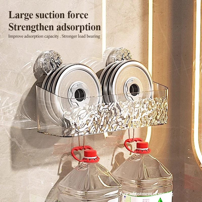 Bathroom Storage Rack Water Ripple Wall Mounted Non Perforated Suction Cup Storage Basket For Home Storage Products 5