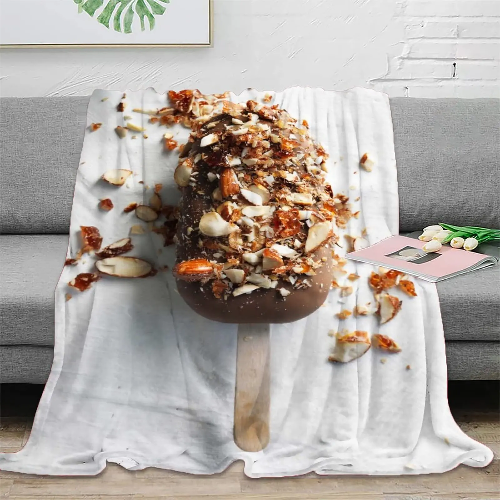

Food Blanket Aesthetic Ice Cream Matcha Throw Blanket Lightweight Soft Cozy Flannel Sofa Bed King Queen Full Size Warm Blanket