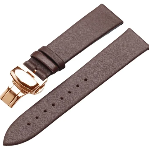 Genuine leather unisex ultra-thin butterfly buckle top layer strap compatible for ck dw fossil watchs 12mm 13mm 14mm watch  band