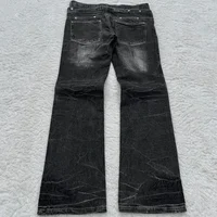 New retro double waisted lace up micro flared women pants streetwear Y2K washed high-quality design sense men and women jeans - Image 4