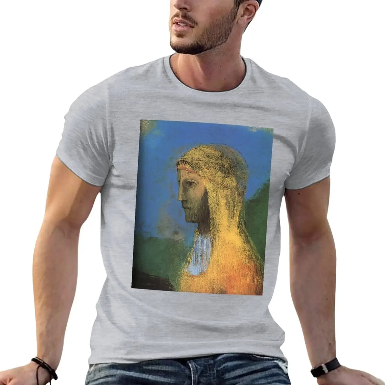 

Винтажная Футболка Odilon Redon The Druidess 1893, топы, большие размеры, приталенные футболки для мужчин