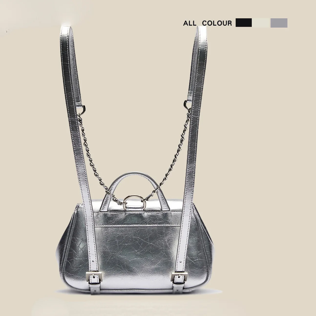 JulioFlorecer Female Backpack 2023 New Small Trendy Fashion Silver Backpack Purse for Women Free Shipping