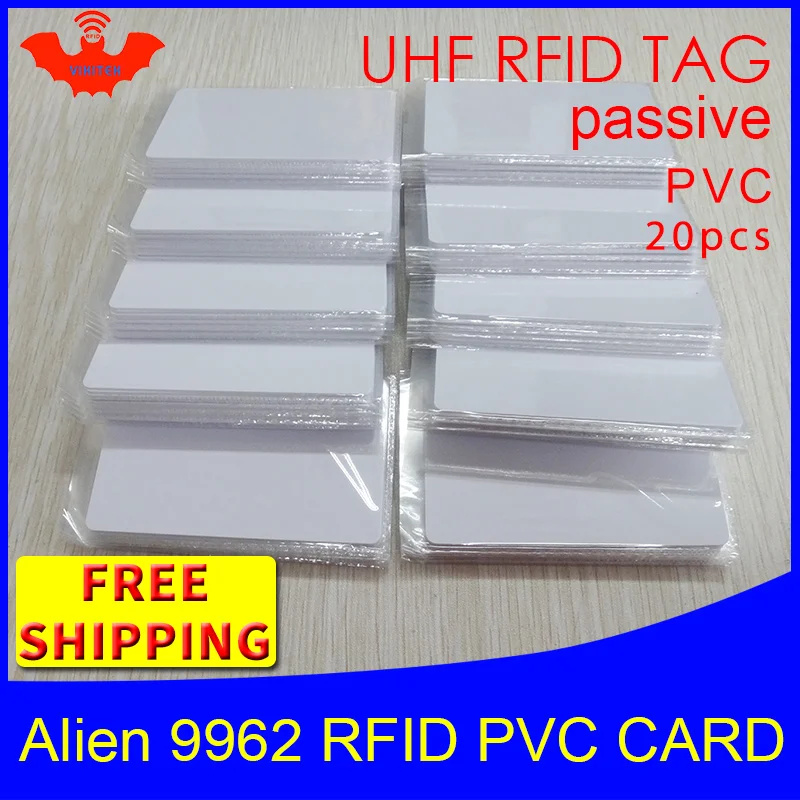 

UHF ПВХ Карта RFID Alien 9962 915m868m860-960MHZ H9 EPC 6C 20 шт., бесплатная доставка, смарт-карта для дальнего считывания, пассивная RFID-метка
