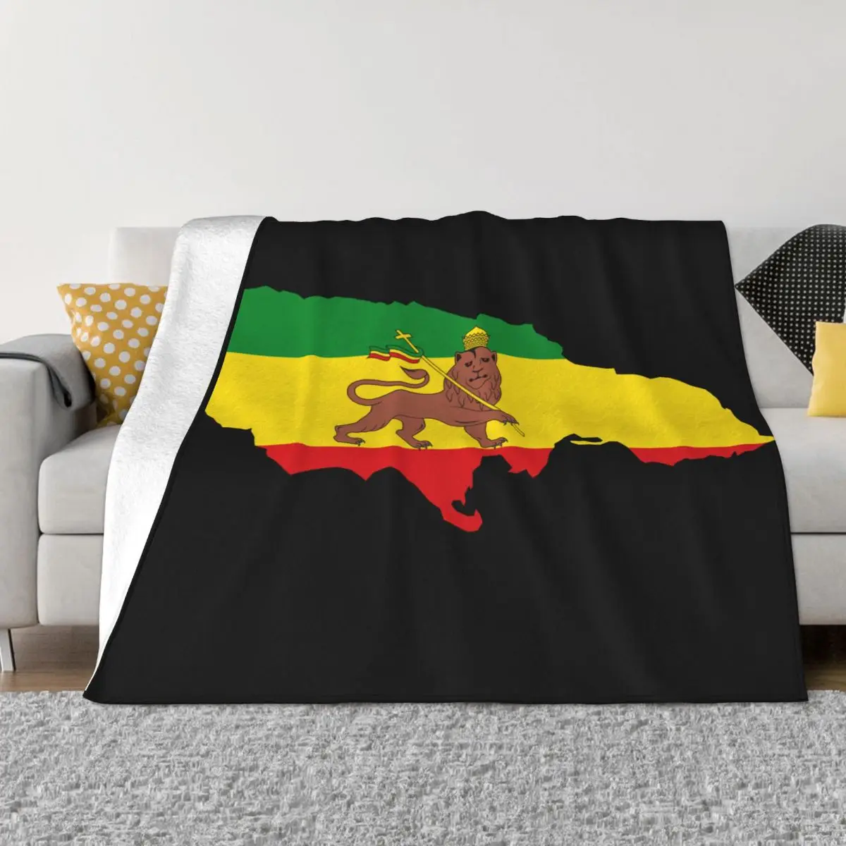 

Sofa Fleece Flag Of Ethiopia Jamaica Throw Blanket Warm Flannel Lion Of Judah Blankets for Bedding Home Sofa Quilt