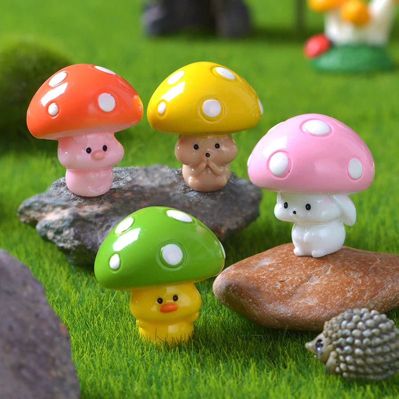 

Tiny Resin Mushroom Mini Mushrooms Miniature Figurines Terrarium Dollhouse Decoration