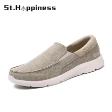 

2022 New Summer Men Canvas Boat Shoes Brand Outdoor Breathable Soft Slip On Loafers Fashion Casual light Beach Shoes Big Size 48
