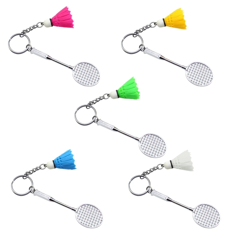 

Mini 3D Badminton Racket Balls Sports Keyring Pendant Keyfob DIY Keychain Holder Ring Car Bag Pendant Charm Keyring