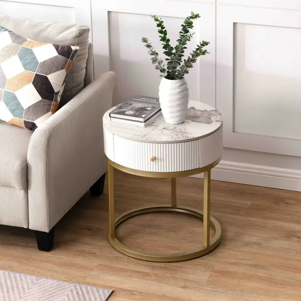 Marble Round Storage Nightstand 2