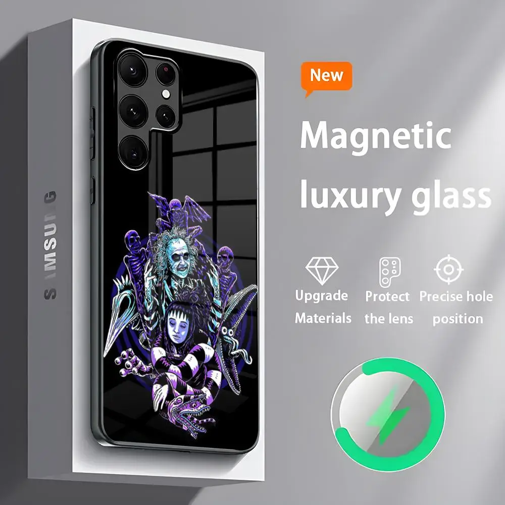 thumbnail image 1 of Funda de teléfono B-Beetlejuice 2 para Samsung S 25 S24 S23 S22 S21 S20 Plus Ultra Note20 Funda de teléfono magnética de vidrio, 1 of 5