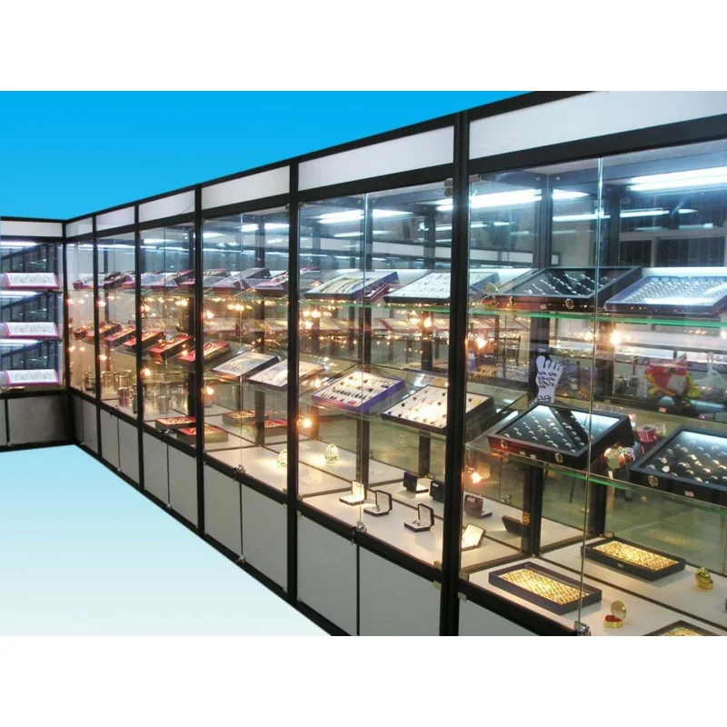 맞춤형. 저렴한 가격 알루미늄 주얼리 쇼케이스, 소매 잠금 가능한 디스플레이 캐비닛, Vitrine LED 조명