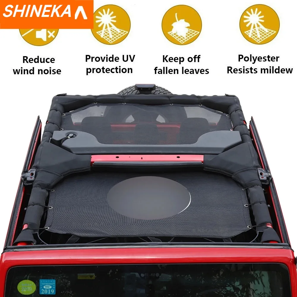 Front Anti-UV Sun Shade Bikini Mesh Cover For Jeep Wrangler JK 2-Door (2007-2018) – Black