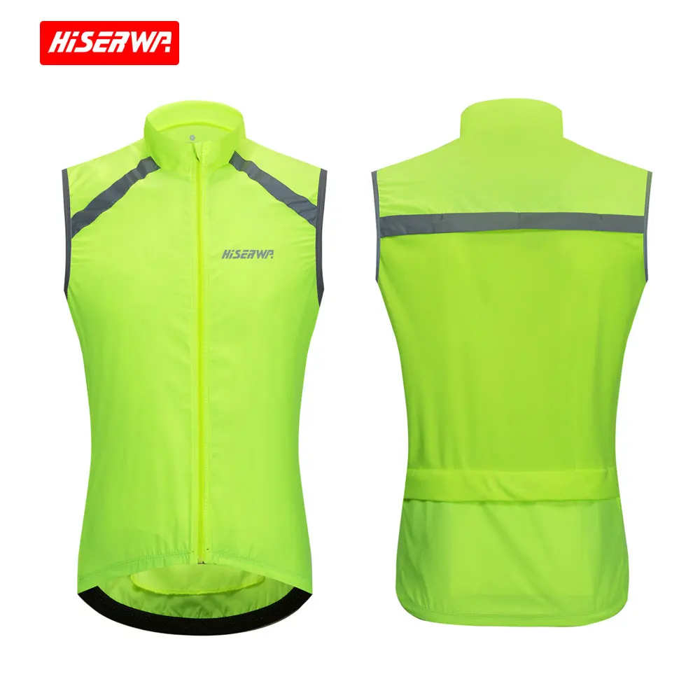 Hiserwa Reflective Cycling Vests Men Sleeveless Sports Ciclismo Jerseys