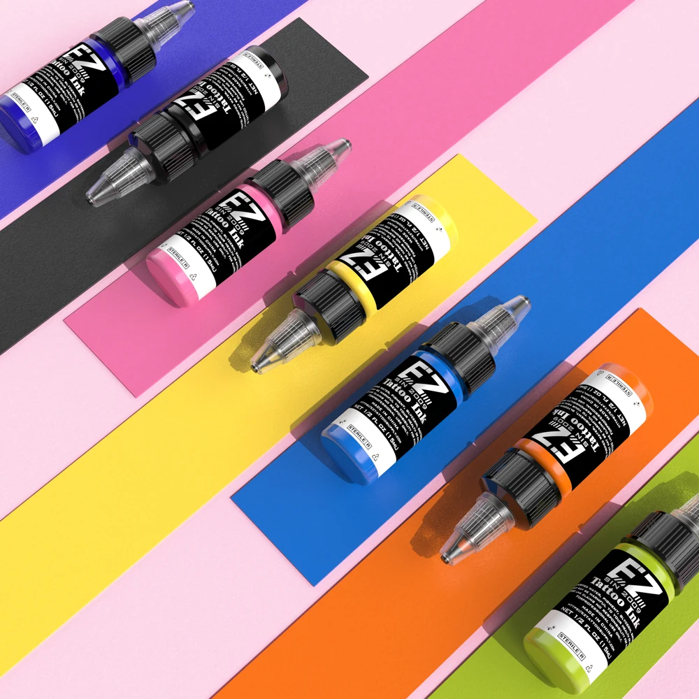 Tattoo Supplies Tattoo Ink Cups Tattoo Needles EZ Tattoo InK 15ML/Bottle Vibrant Smooth Tattoo Inks Pigment for Precise Outlining Beauty Skin Body Art 25 Colors