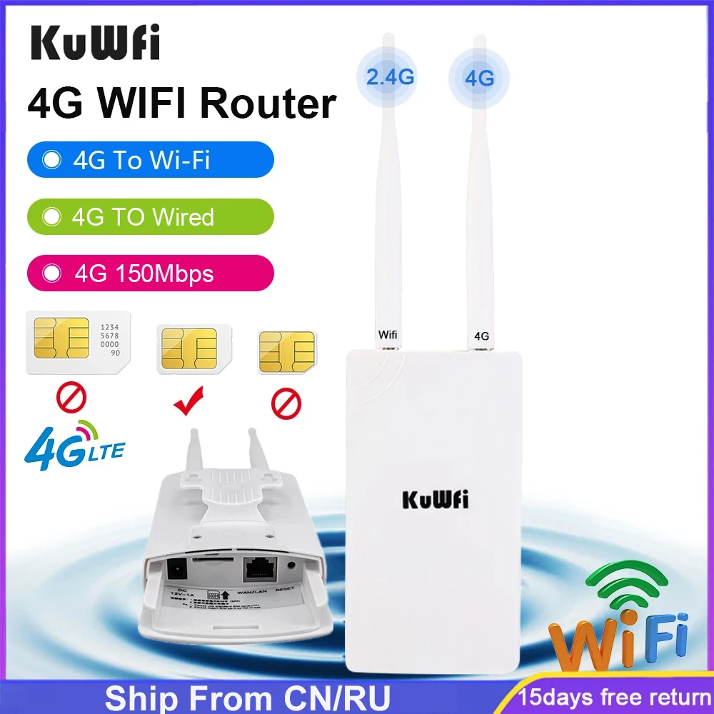 Routeur 4G KuWFi Avec Slot SIM - WiFi Mobile 150 Mbps, Connexion 10 Appareils