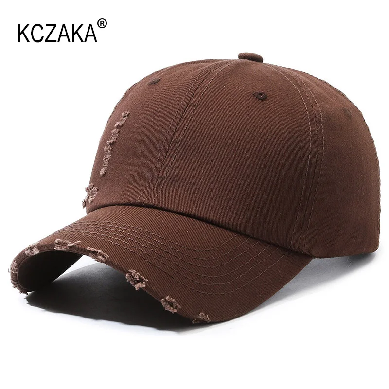 

Brand Retro Men's Baseballl Cap Casual Cotton Plain Color Holes Snapback Caps Unisex Adjustable Sun Hats Dad Hats