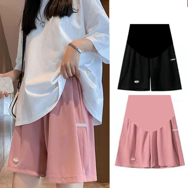 Maternity Summer Plus Size High Waist Pants For Pregnant Women Maternity Wide Leg Loose Shorts Ladies Pregnancy Capris 2