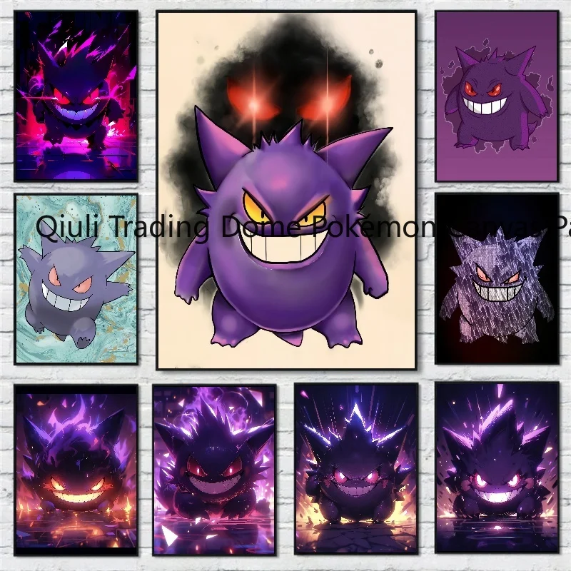 Pokemon Anime Character Gengar Poster Canvas Painting Suitable for Fashion Home Room Wall Decor Mural Christmas Children Gift