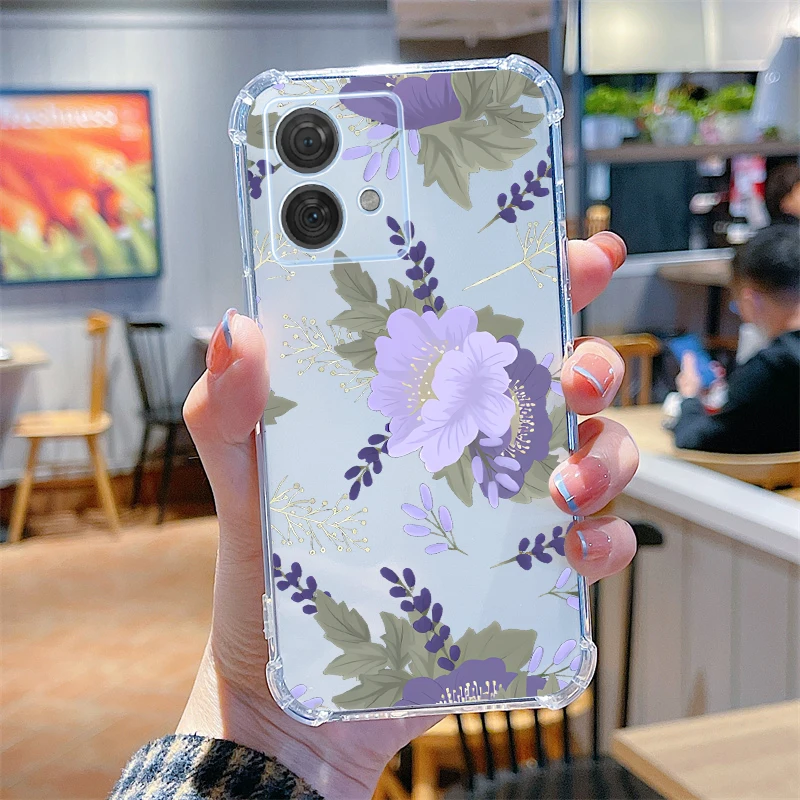 Elegant Flower Transparent Phone Case - Edge Series Compatibility