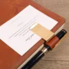 Creative Stainless Steel Practical Leather Metal Pen Holder Clip Journal Notebook Paper Folder Portable Pencil Clamps Stationary 4