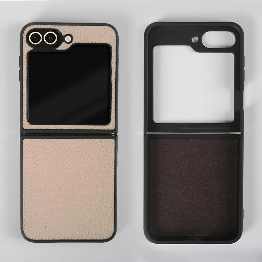 Luxury Genuine Leather Litchi Pattern Cowhide Phone Case Cover