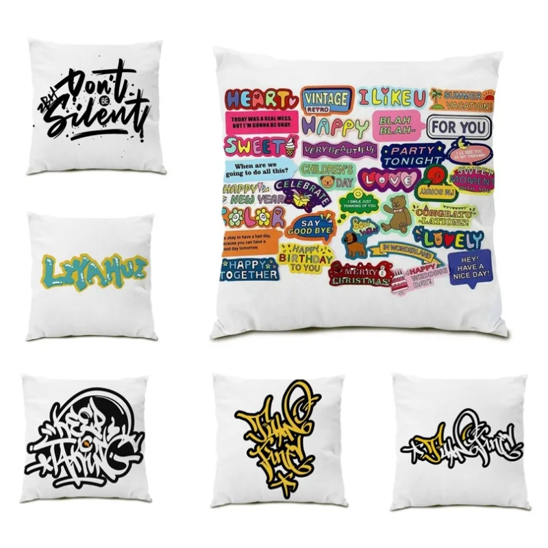 

Letter Pattern Cushion Cover Pop Art Fashion Pillow Cover Square Pillowcases Bedroom Sofa Home Decor 45x45cm Cojines F1493