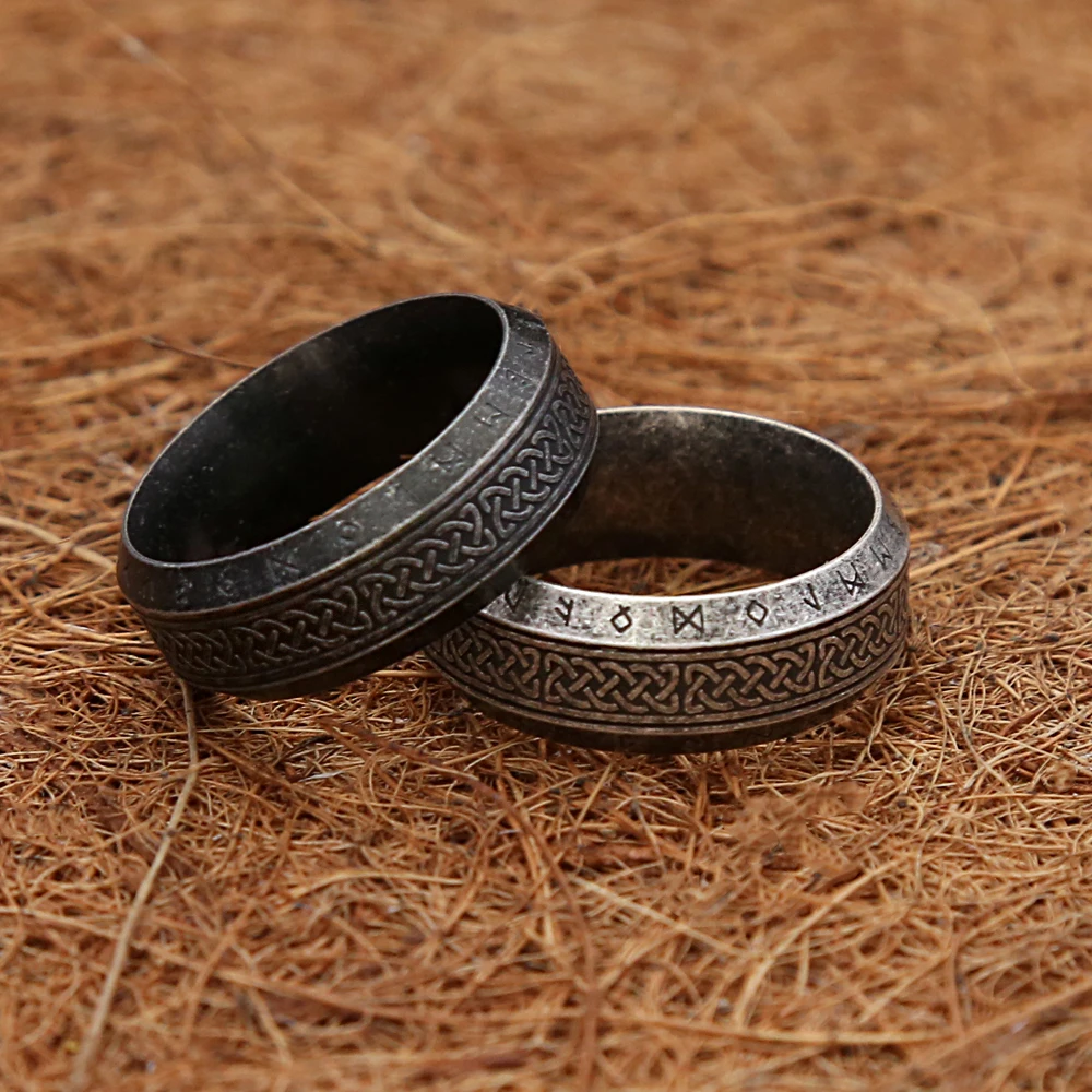 Fashion Vintage Simple Viking Rune Ring for Men Women Stainless