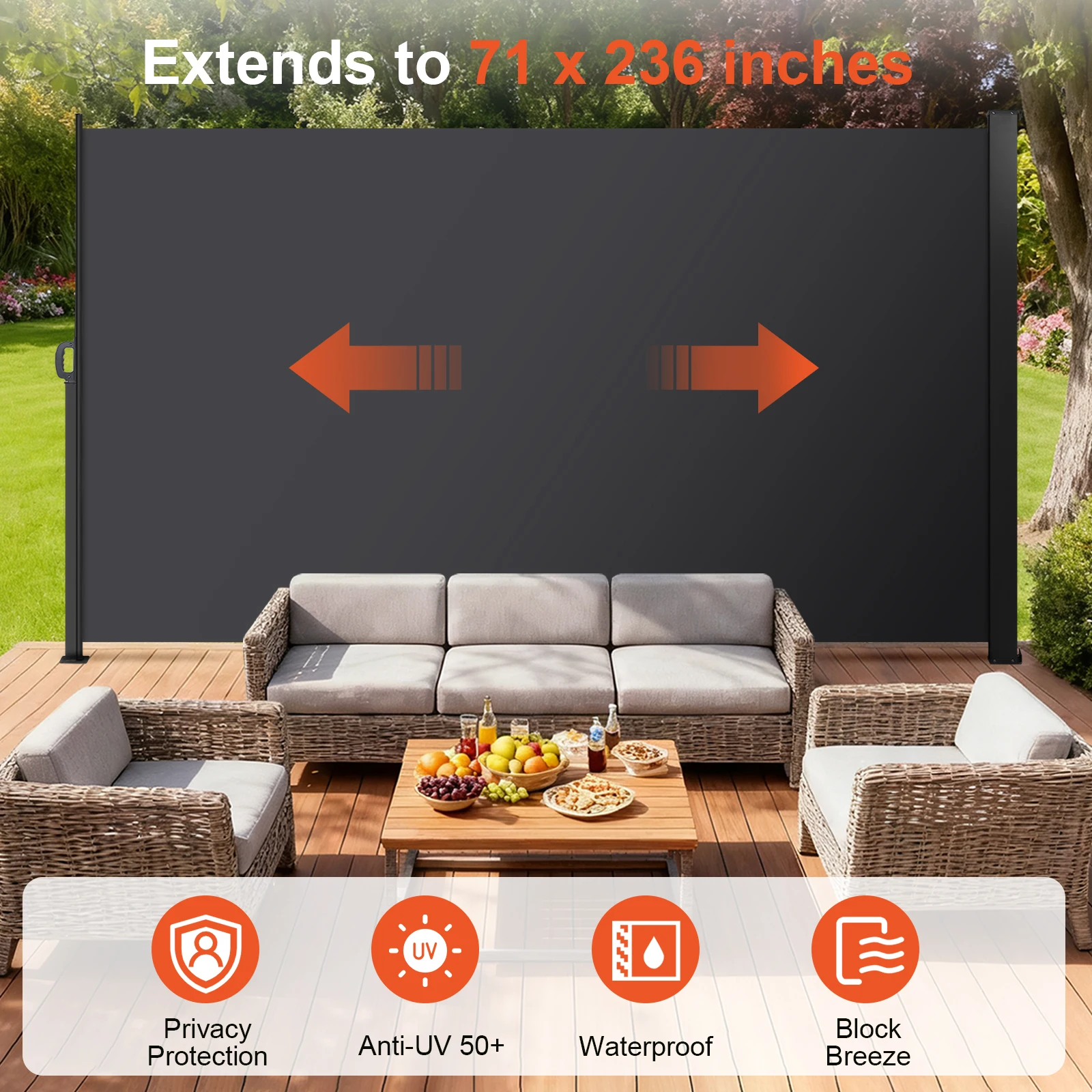 Double Side Awning Rainproof Sunshade Shelter Easy Installation Folding Privacy Screen for Patios Backyard Garden and Balconies