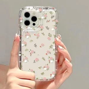 Flower Phone Case For iPhone 13 Case for iPhone 11 15 12 14 Pro Max XS XR X 7 8 Plus SE 2020 Aesthetic Floral Cute Cover Cases  