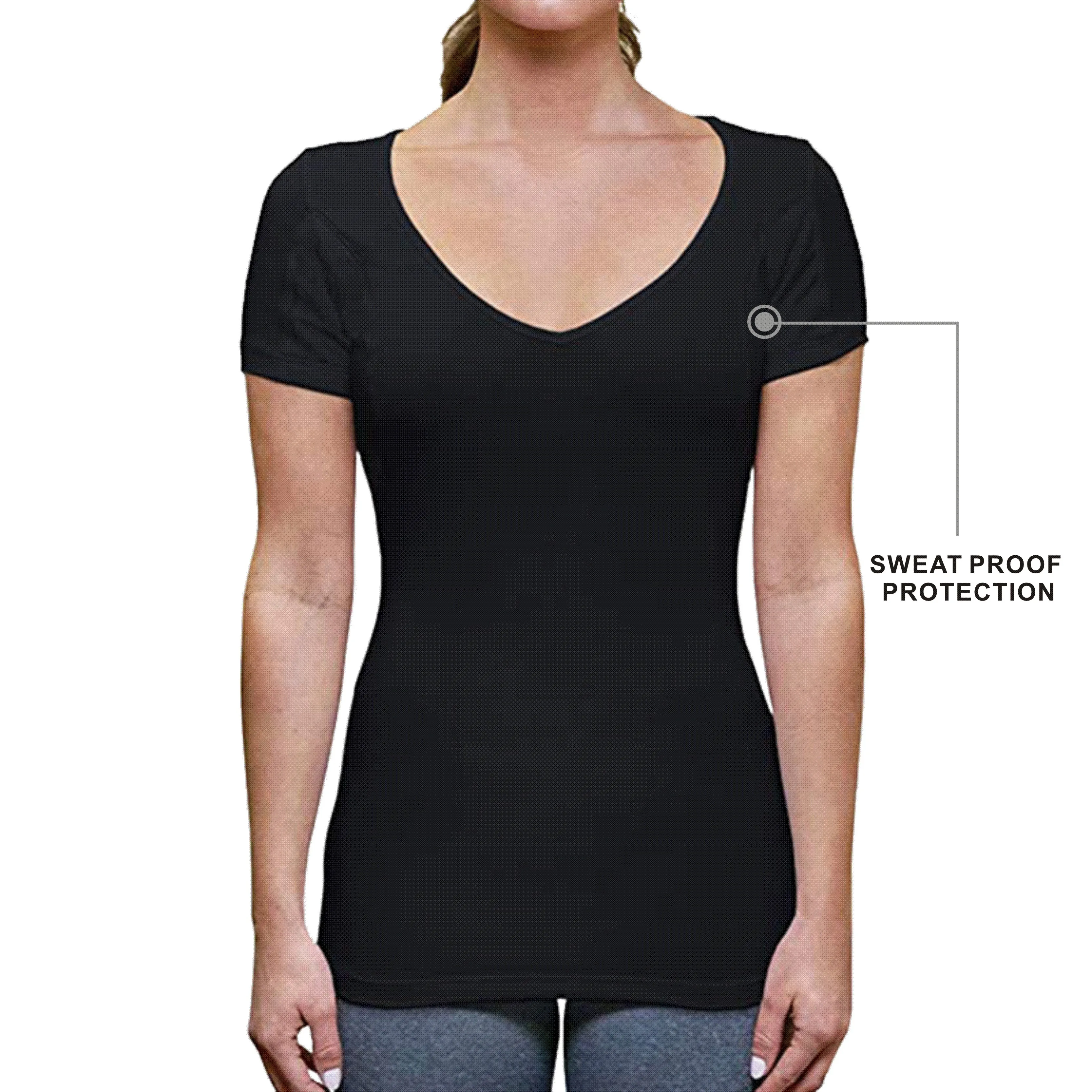 Women Undershirts Sweatproof Ladies V Neck T-shirt Anti T Shirt