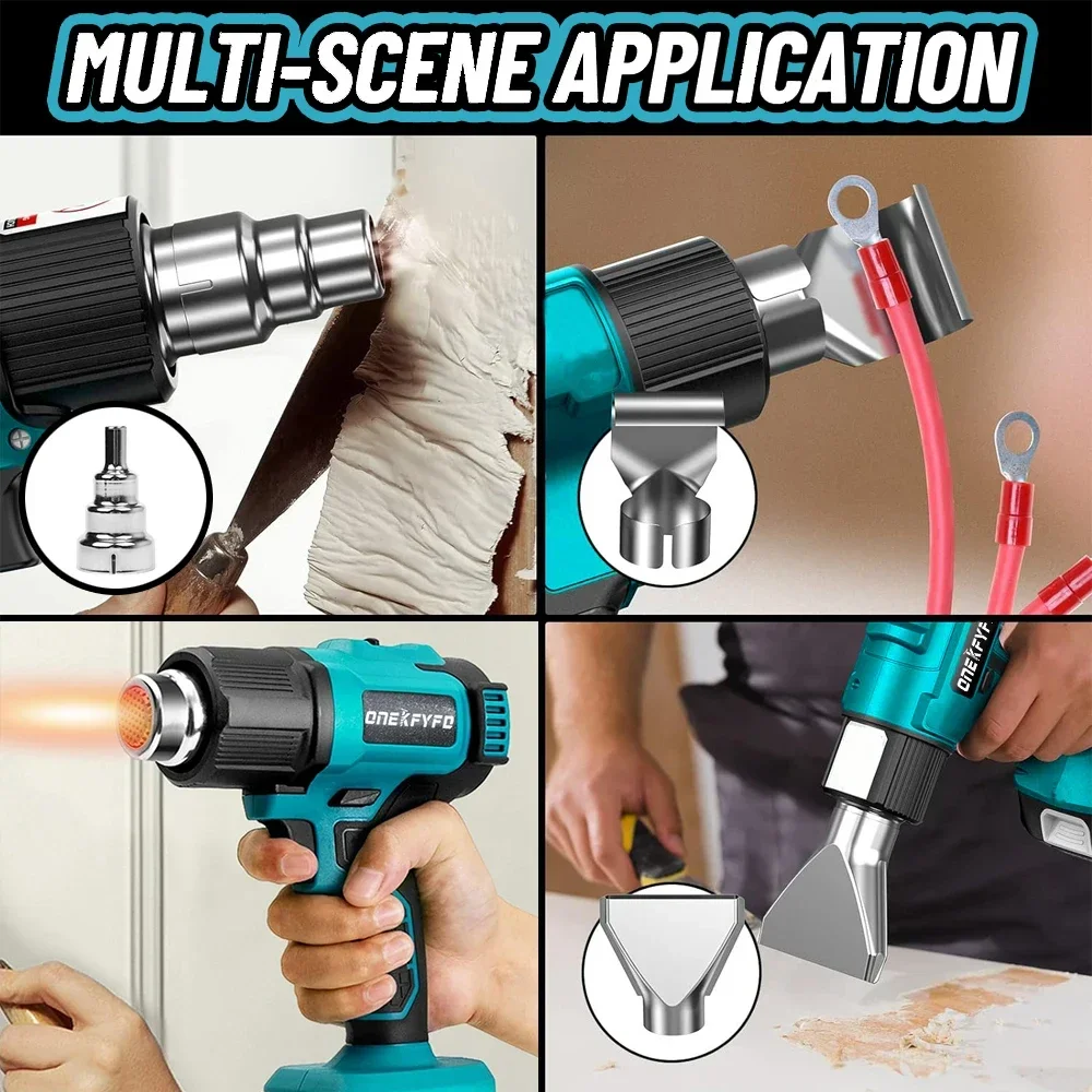 Cordless Handheld Hot Air Gun Temperatures Adjustable with 3 Nozzles Electric Heat Gun for Makita 18V Lithium Battery Power Tool 5