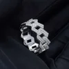 Gra Certified Full Moissanite Diamond Cuban Rings for Men Women 100% 925 Sterling Silver Hip Hop Double Row Eternity Band Ring 2