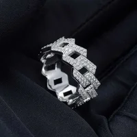 Gra Certified Full Moissanite Diamond Cuban Rings for Men Women 100% 925 Sterling Silver Hip Hop Double Row Eternity Band Ring 2