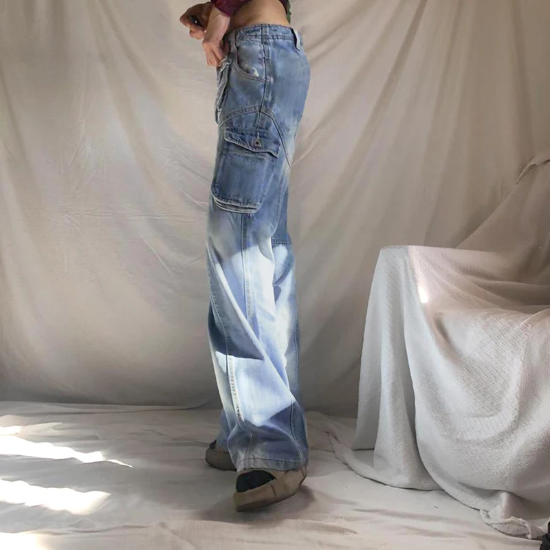 low waisted cargo jeans