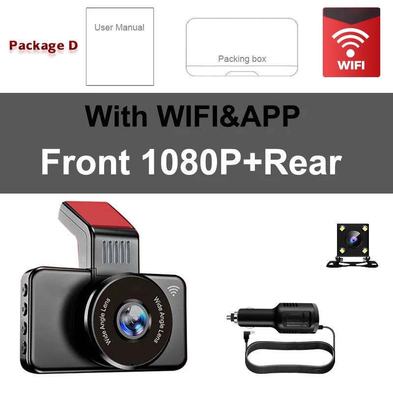 Dash Camera Car DVR Built in Wifi 1080P Video Recorder 2 Channel Sony Sensor Dash Cam with Rear View Car Camera  24H Parking DVR full hd car dvr 1080p DVR/Dash Cameras