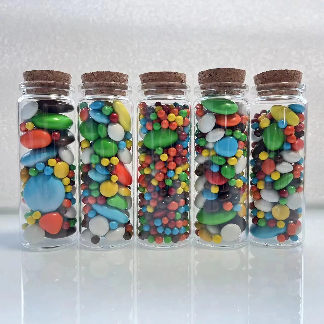 Dragees test tube 25*37*100mm 80ml Glass Bottle Stopper Corks Storage Glass Jars for Spice Vial Bottle Candy Containers 5