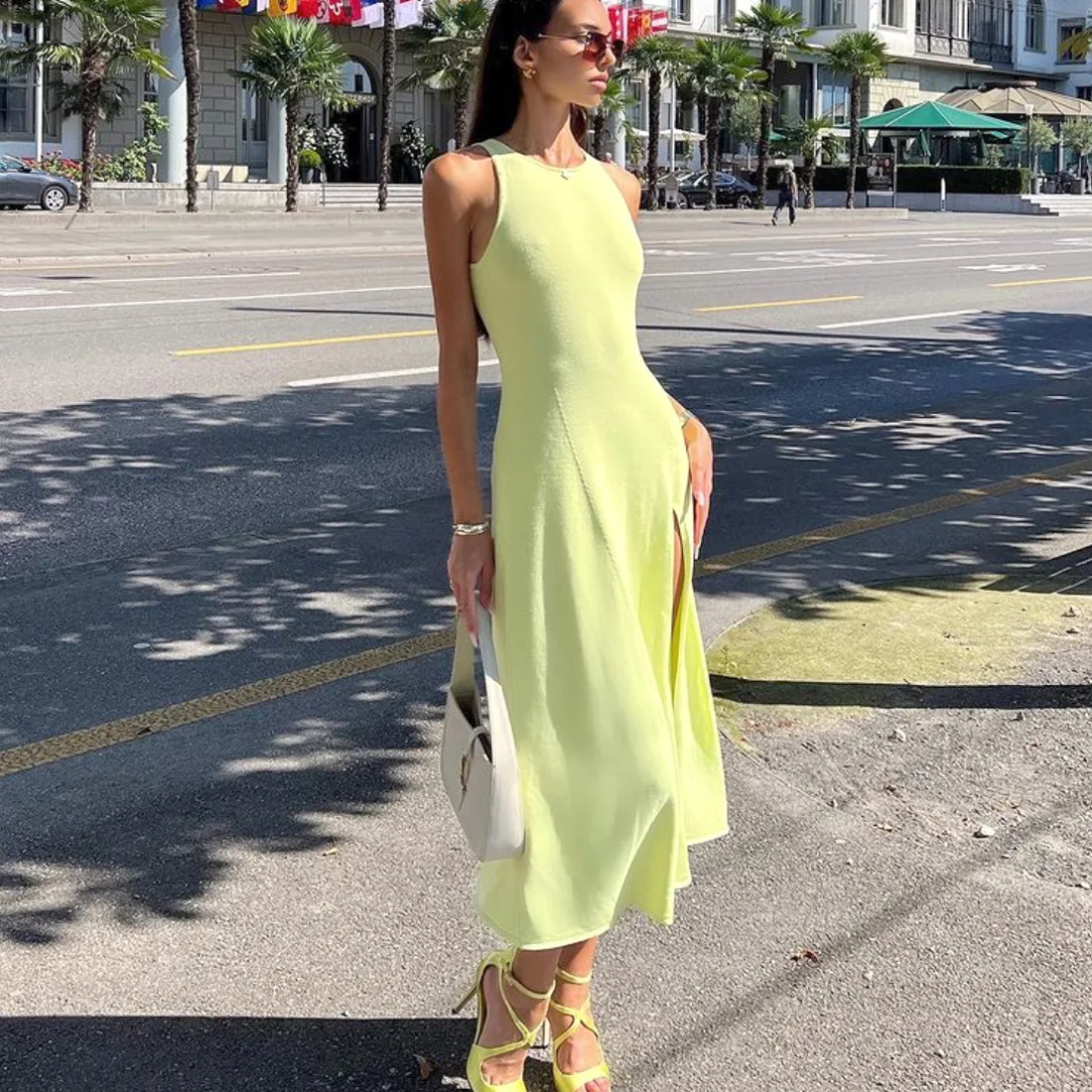 Summer New Sleelvess Slim Bodycon Dress Women Casual High Split Out Solid Holiday Beach Sundress White Tank Dresses 2025 32 Summer New Sleelvess Slim Bodycon Dress Women Casual High Split Out Solid Holiday Beach Sundress White Tank Dresses 2025