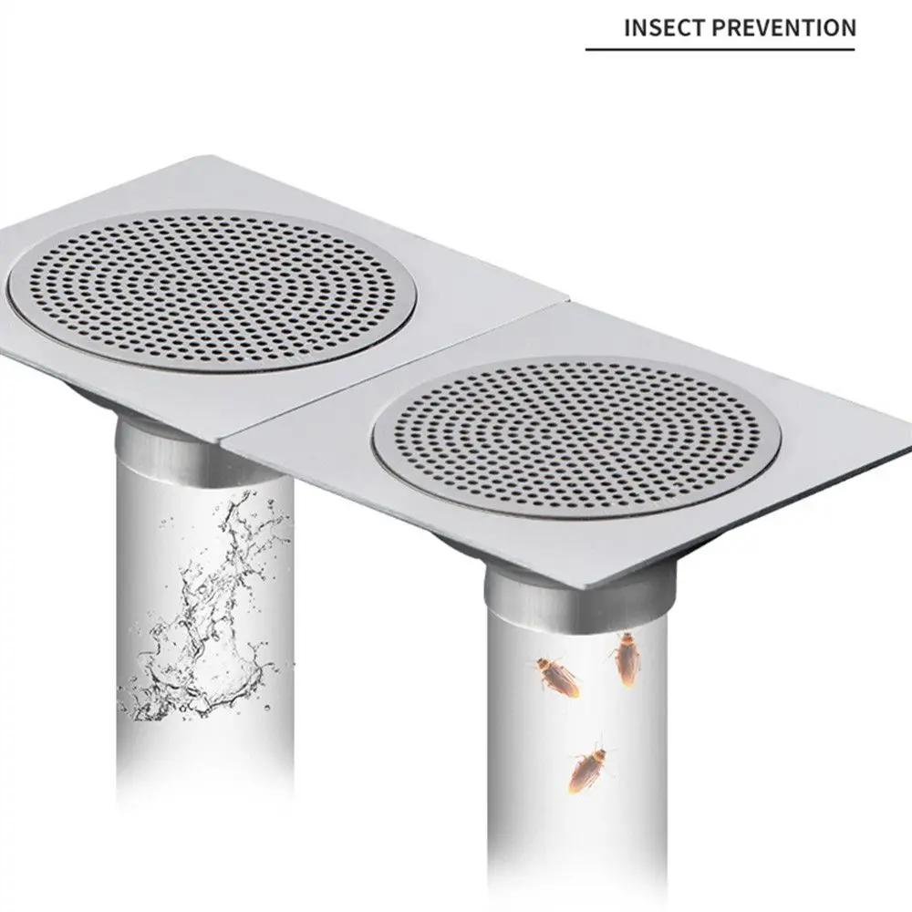 Description Picture 6 of itemHome & Kitchen 304 Stainless Bathroom Tool Colander Shower Drain Cover Hair Filter Sink Strainer Floor Drain Pad Drains Cover