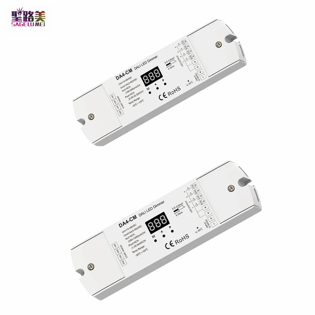 

4CH (350-1200mA) (150-500mA) 12V-48VDC 24V 36V CC DALI Dimmer Controller DT6/DT8 Drives Single Color CCT RGB RGBW Lamp Light