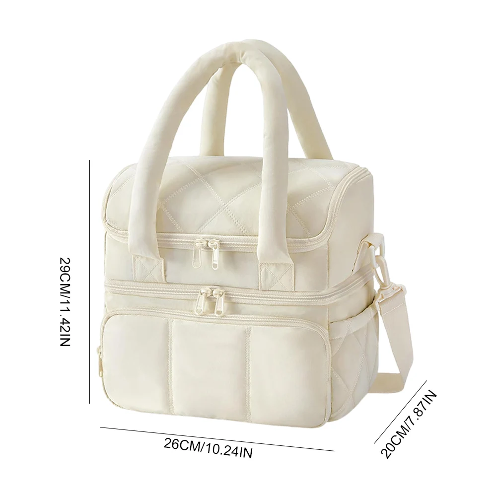 Insulated Leakproof Crossbody Lunch Box for Women Reusable Food Thermal Handbag Waterproof Bento Top Handle Bag for Work Picnic