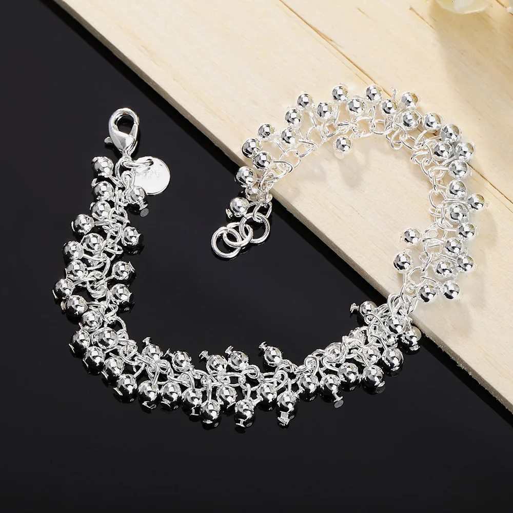 

Hot fine 925 Sterling Silver grape bead chain Bracelets for women man Wedding party Christmas Gifts fashion brands Jewelry