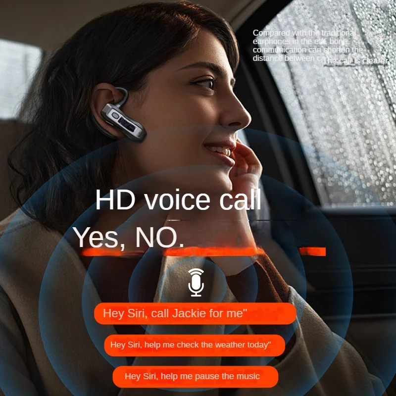 Single Ear Wireless Headset Driving HeadPhones Business Noise Cancelling Headset Sports Earhook Earphones Long Battery Life 2