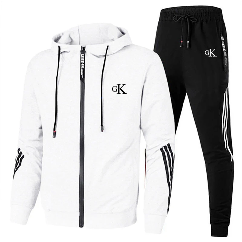 Hot selling men's autumn and winter pullover set, printed men's casual fashion hoodie+sports pants 2023