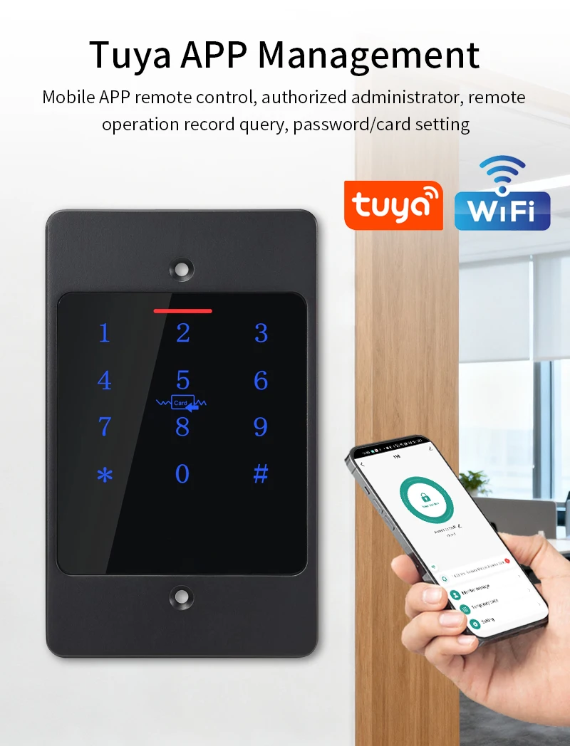 H5 Tuya Wifi Standalone Access Control RFID Keypad Metal IP67 Waterproof Embedde